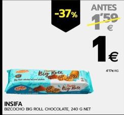 Oferta de Insifa - Bizcocho Big Roll Chocolate  por 1€ en BM Supermercados