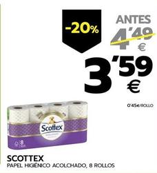 Oferta de Scottex - Papel Higienico Acolchado, 8 Rollos por 3,59€ en BM Supermercados