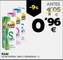 Oferta de Ram - Leche Entera, Semi O Desnatada por 0,96€ en BM Supermercados