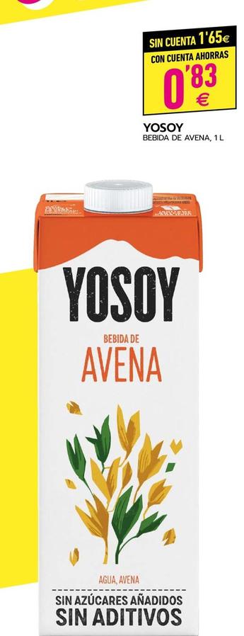 Oferta de Yosoy - Bebida De Avena por 0,83€ en BM Supermercados