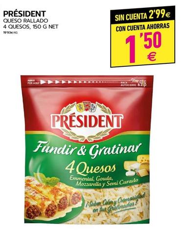Oferta de Président - Queso Rallado 4 Quesos por 1,5€ en BM Supermercados