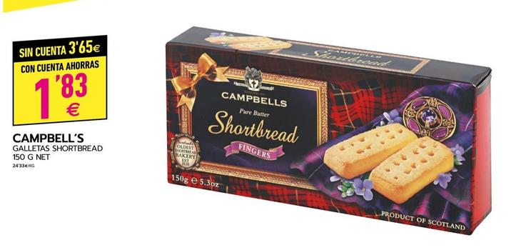 Oferta de Campbell's - Galletas Shortbread por 1,83€ en BM Supermercados