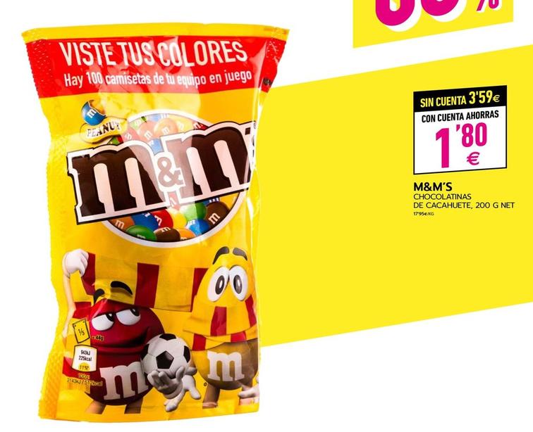 Oferta de M&m's - Chocolatinas De Cacahuete por 1,8€ en BM Supermercados