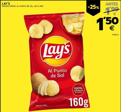 Oferta de Lay's - Patatas Fritas Al Punto De Sal por 1,5€ en BM Supermercados