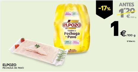 Oferta de El Pozo - Pechuga De Pavo por 1€ en BM Supermercados