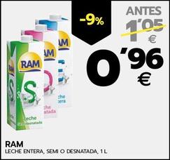 Oferta de Ram - Leche Entera Semi O Desnatada por 0,96€ en BM Supermercados