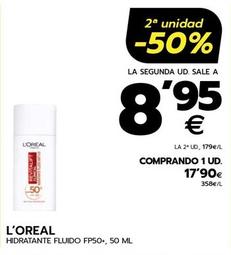 Oferta de L'oréal - Hidratante Fluido Fp50+ por 17,9€ en BM Supermercados
