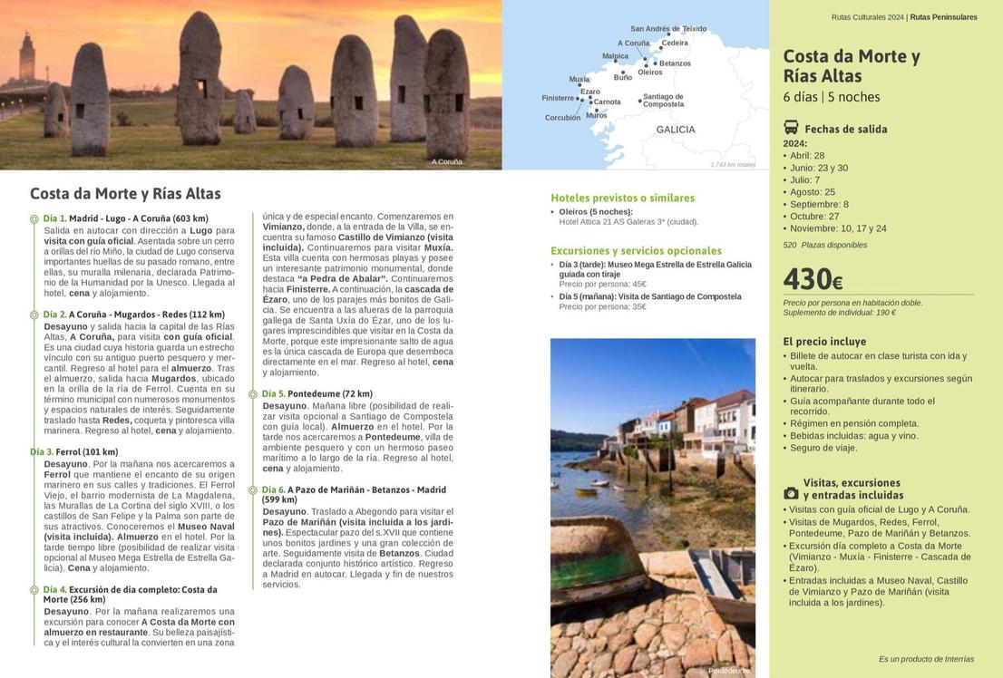 Oferta de Costa Da Morte Y Rías Altas por 430€ en Viajes El Corte Inglés
