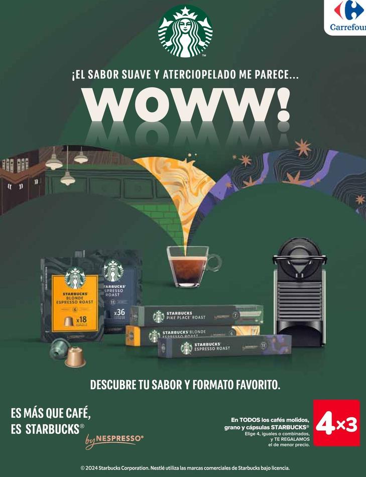 Oferta de Starbucks - En Todos Los Cafés Moliods, Grano Y Capsulas en Carrefour