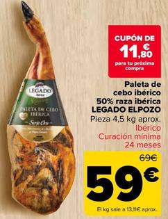 Oferta de Legado Elpozo - Paleta De  Cebo Ibérico  50% Raza Ibérica   por 59€ en Carrefour