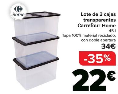 Oferta de Carrefour Home - Lote De 3 Cajas Transparentes  por 22€ en Carrefour