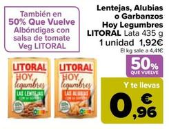 Oferta de Litoral - Lentejas Alubias O Garbanzos Hoy Legumbres por 1,92€ en Carrefour