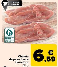 Oferta de Carrefour - Chuleta De Pavo Fresca por 6,59€ en Carrefour