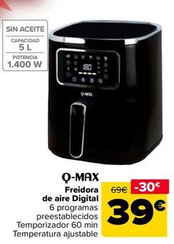 Oferta de Q-Max - Freidora De Aire Digital por 39€ en Carrefour