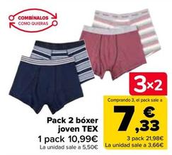 Oferta de Pack 2 Bóxer Joven Tex por 10,99€ en Carrefour