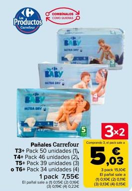 Oferta de Carrefour - Pañales por 7,55€ en Carrefour