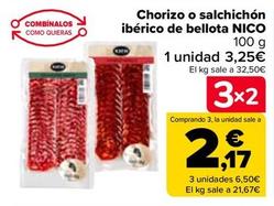 Oferta de Nico - Chorizo Iberico De Bellota por 3,25€ en Carrefour