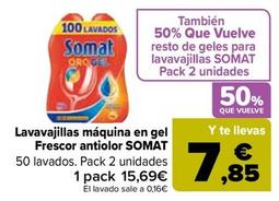 Oferta de Somat - Lavavajillas Maquina En Gel Frescor Antiolor por 15,69€ en Carrefour