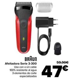 Oferta de Braun - Afeitadora Serie 3-300 por 47€ en Carrefour