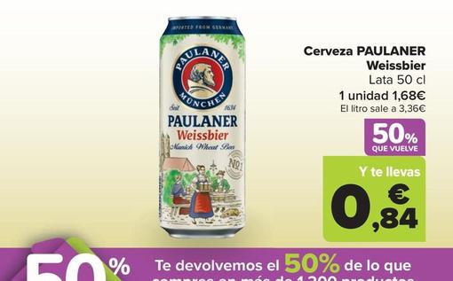 Oferta de Paulaner - Cerveza Weissbier por 1,68€ en Carrefour