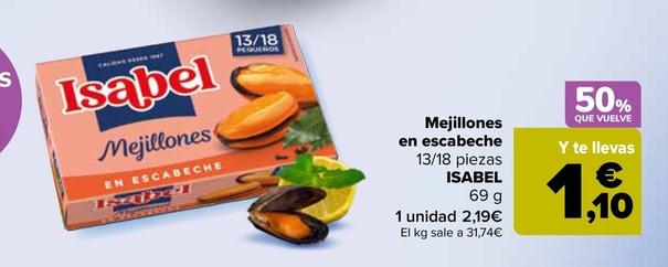 Oferta de Isabel - Mejillones  en escabeche  por 1,6€ en Carrefour