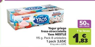 Oferta de Nestlé - Yogur Griego Fresa-Stracciatella  Yaos  por 3,65€ en Carrefour