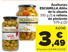 Oferta de Escamilla - Aceitunas Alino por 3,49€ en Carrefour