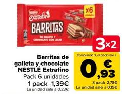 Oferta de Nestlé - Barritas De Galleta Y Chocolate Extrafino por 1,35€ en Carrefour