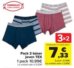 Oferta de Tex - Pack 2 Bóxer Joven  por 10,99€ en Carrefour