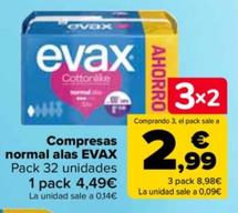 Oferta de Evax - Compresas  Normal Alas  por 4,19€ en Carrefour