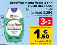 Oferta de Licor Del Polo - Dentífrico Menta Fresca 2 En 1   por 1,55€ en Carrefour