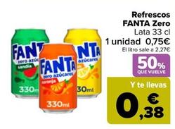Oferta de Fanta - Refescos Zero por 0,75€ en Carrefour