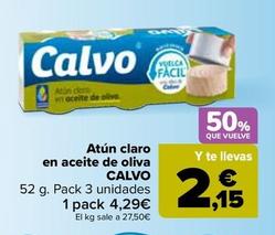 Oferta de Calvo - Atun Claro En Aceite De Oliva por 4,29€ en Carrefour