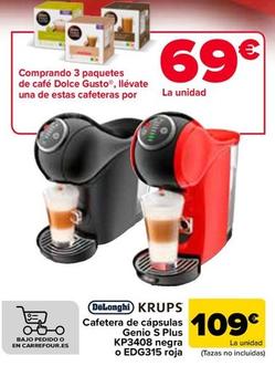 Oferta de De'longhi - Cafetera De Capsulas Genio S Plus KP3408 Negra O EDG315 Roja por 109€ en Carrefour