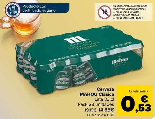 Oferta de Mahou - Cerveza Clasico por 14,85€ en Carrefour