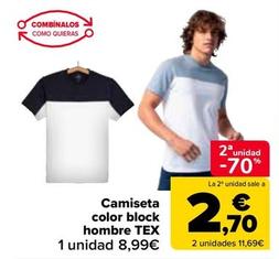 Oferta de Camiseta Color Block Hombre Tex por 8,99€ en Carrefour