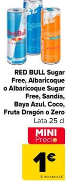 Oferta de Red Bull - Sugar Free Albaricoque O Albaricoque Sugar Free Sandia Baya Azul Coco Fruta Dragon O Zero por 1€ en Carrefour