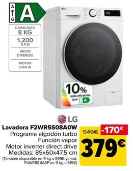 Oferta de LG - Lavadora F2WR5S08A0W por 379€ en Carrefour