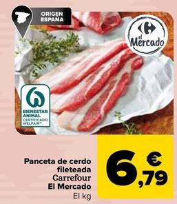 Oferta de Carrefour - Panceta de cerdo  fileteada  El Mercado por 6,79€ en Carrefour