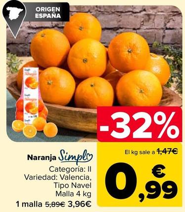 Oferta de Simpl - Naranja por 0,99€ en Carrefour