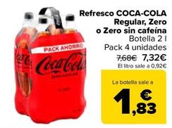Oferta de Coca-Cola - Refresco Regular, Zero O Zero Sin Cafeína por 7,32€ en Carrefour