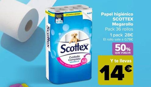 Oferta de Scottex - Papel  Higiénico Megarollo por 28€ en Carrefour