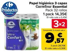 Oferta de Carrefour - Papel Higiénico 3 Capas  Essential por 14,35€ en Carrefour
