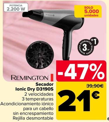 Oferta de Remington - Secador Ionic Dry D3190S por 21€ en Carrefour