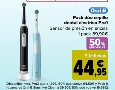 Oferta de Oral B - Pack Dúo Cepillo Dental Eléctrico Pro1 por 89,9€ en Carrefour