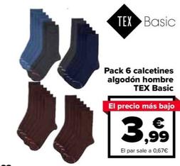 Oferta de Tex Basic - Pack 6 Calcetines  Algodón Hombre   por 3,99€ en Carrefour