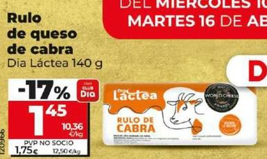 Oferta de Dia Lactea - Rulo De Queso De Cabra por 1,45€ en Dia
