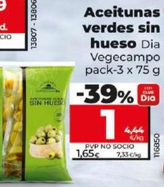 Oferta de Dia Vegecampo - Aceitunas Verdes Sin Hueso por 1€ en Dia