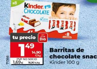 Oferta de Kinder - Barritas De Chocolate Snack por 1,49€ en Dia
