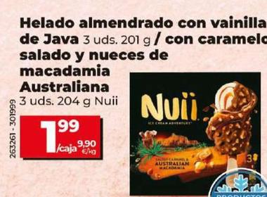 Oferta de Nuii - Helado Almendrado Con Vainilla De Java/ Con Caramelo Salado Y Nueces De Macadamia Australiana por 1,99€ en Dia